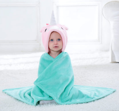 Doladola Baby Decke Babys Tier Design，Flanell Kinder Decke Kapuzenhandtuch für Mädchen und Jungen，Baby Kapuze Badeponcho Kinder Warm（gelbe Ente）