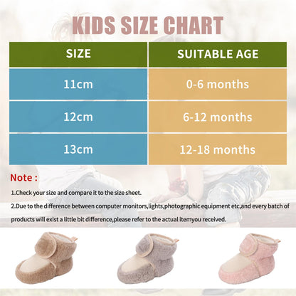 Baby Newborn Fleece Bootie, Winter Warm Non-Slip Soft Sole Winter Shoes, Sock Shoes, Cute Adjustable Crawling Shoes, Prewalker Boots for Girls and Boys, Toddler Size 0-18 Months