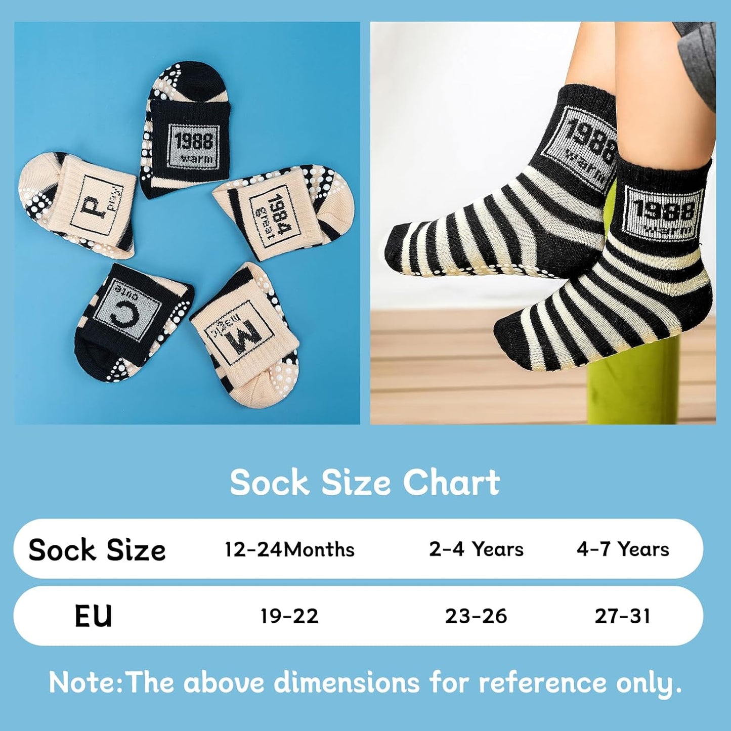 KOWAYI Stoppersocken Kinder 5/10 Paar ABS Rutschsocken Kinder Jungen, Mädchen, Baby Antirutschsocken 1-7 Jahre Grip Socken