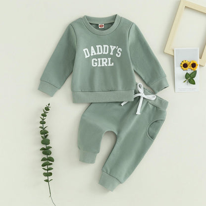 Baby Unisex Weihnachten 2-teilige Hosen Set Jungen Mädchen Weihnachten Outfit Langarm Lebkuchen Papas Mädchen Briefdruck Sweatshirt + Jogginghose Weihnachten Outfit Set Weihnachten Streetwear