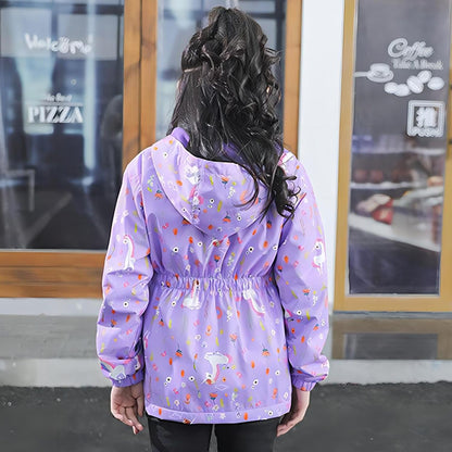 linboo softshell jacket girls' transitional jacket with hood, fleece-lined windbreaker, breathable rain jacket, waterproof outdoor jacket for children 