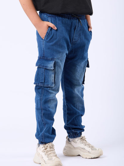 NATUST Jungen Cargohose Kinder Freizeithose mit Elastischem Bund