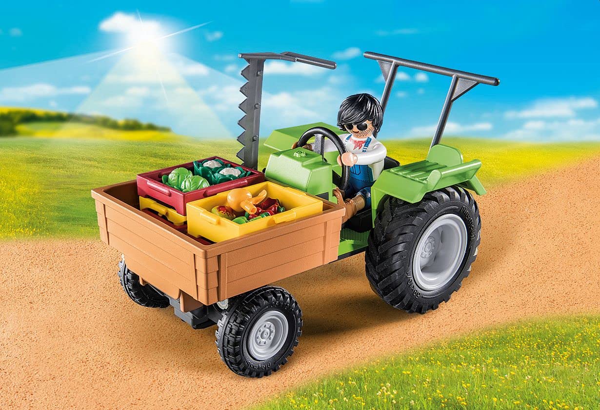PLAYMOBIL Country 71442 Traktor mit Anhänger und Wassertank, frische Ernte auf dem Bauernhof, spielerisches Lernen über die Umwelt, nachhaltiges Spielzeug für Kinder ab 4 Jahren