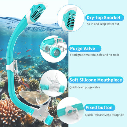 Findway Children's Diving Goggles, Swimming Goggles, Snorkel Mask for Boys Girls Teenagers, Diving Mask with Nose Cover, 180° Panorama, HD, Anti-Fog, Anti-Leak, Diving Goggles for Children 4-16 Years