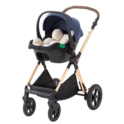 BEBBY 3-in-1 Kinderwagen KombiKinderwagen-Set 2-in-1 Buggy faltbar Luxus Hochlandschaft Neugeborenes Tragbarer Kinderwagen Zusammenklappbarer Kinderwagen Kinderwagen Travel System (D2-DEEPGREY)