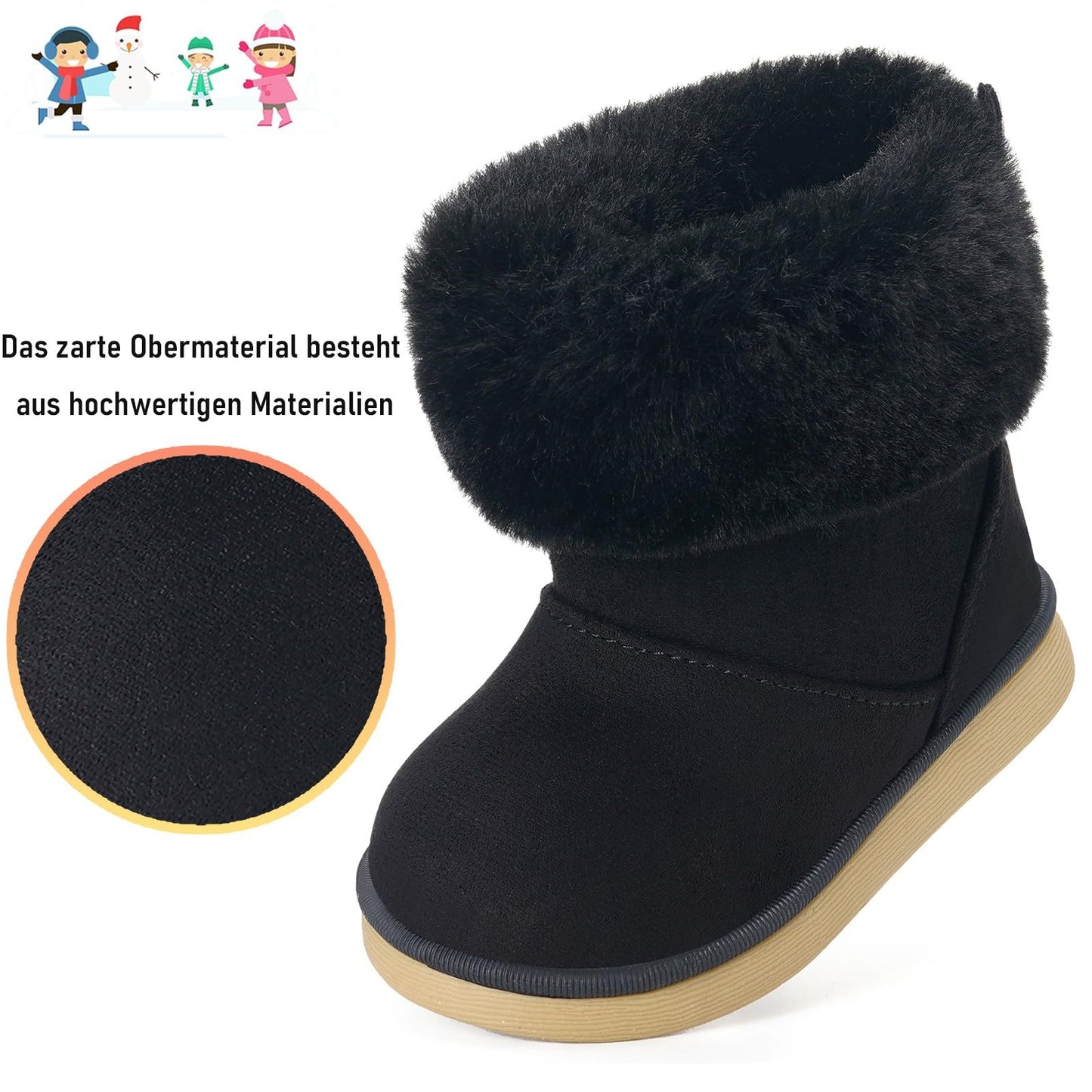 Gaatpot Baby Boots, Girls' Boots, Winter Shoes, Snow Boots, Children's Slip-On Boots, Warm Plush Lined, Comfortable, Rabbit Ears, Shoes, EU 20-29