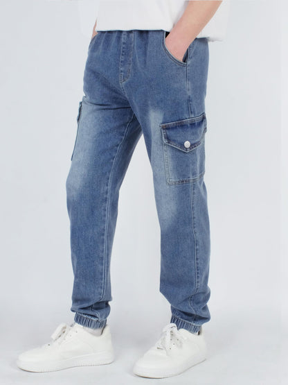 CAMLAKEE Kinder Jungen Cargohose Jogger Hose mit elastischem Bund