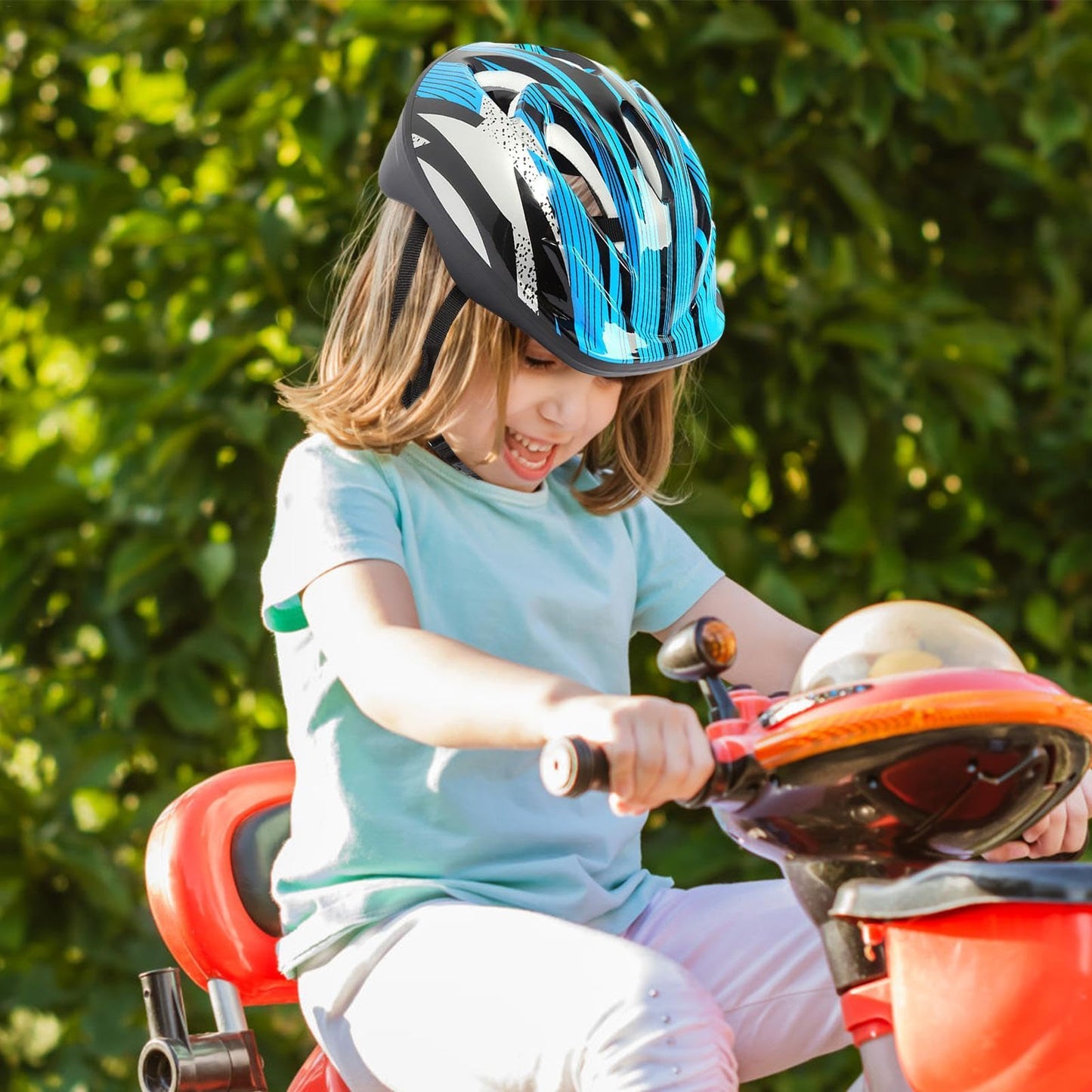 Kinderhelm, Fahrradhelm, Alter 3–13 Jahre, verstellbarer Fahrradhelm für Jungen, Mädchen und Kleinkinder, Kinder-Fahrradhelm und Polster-Set für Jungen und Mädchen, komplettes Sicherheitsset für
