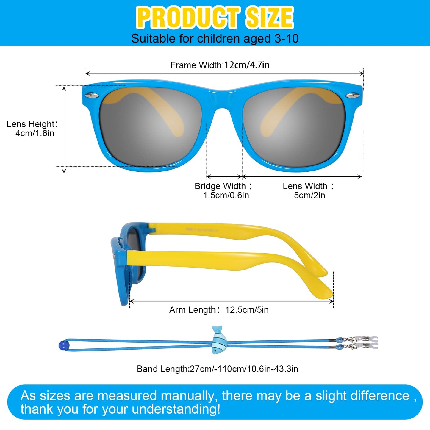 Hifot Sonnenbrille Kinder Polarisierte Sportbrille für Jungen Mädchen,UV400 Schutz Flexible Baby Sonnenbrille mit Brillenschnüre Alter von 3-12