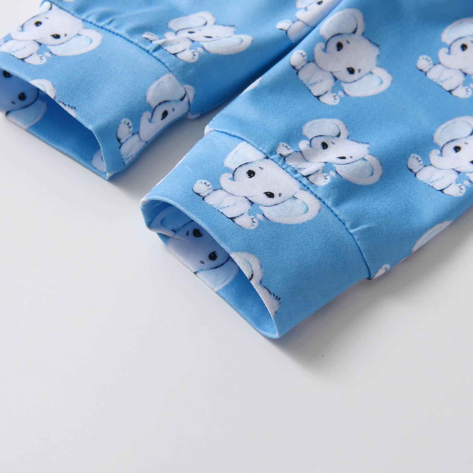 Derouetkia Baby Boys Clothes Bear Print Long Sleeve Tops + Trousers 3-Piece Outfit Set