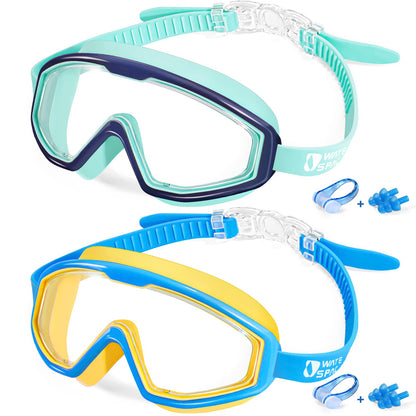 Water Space Swimming Goggles for Children 3-15, Panoramic View, Anti-Fog, No Leaking, Swimming Goggles for Swimming Pool and Beach