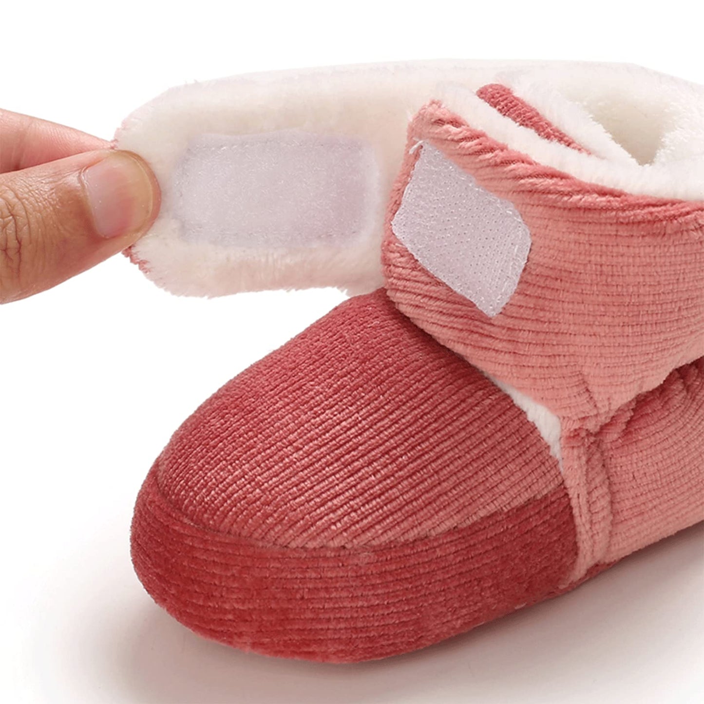 Baby Newborn Fleece Bootie, Winter Warm Non-Slip Soft Sole Winter Shoes, Sock Shoes, Cute Adjustable Crawling Shoes, Prewalker Boots for Girls and Boys, Toddler Size 0-18 Months