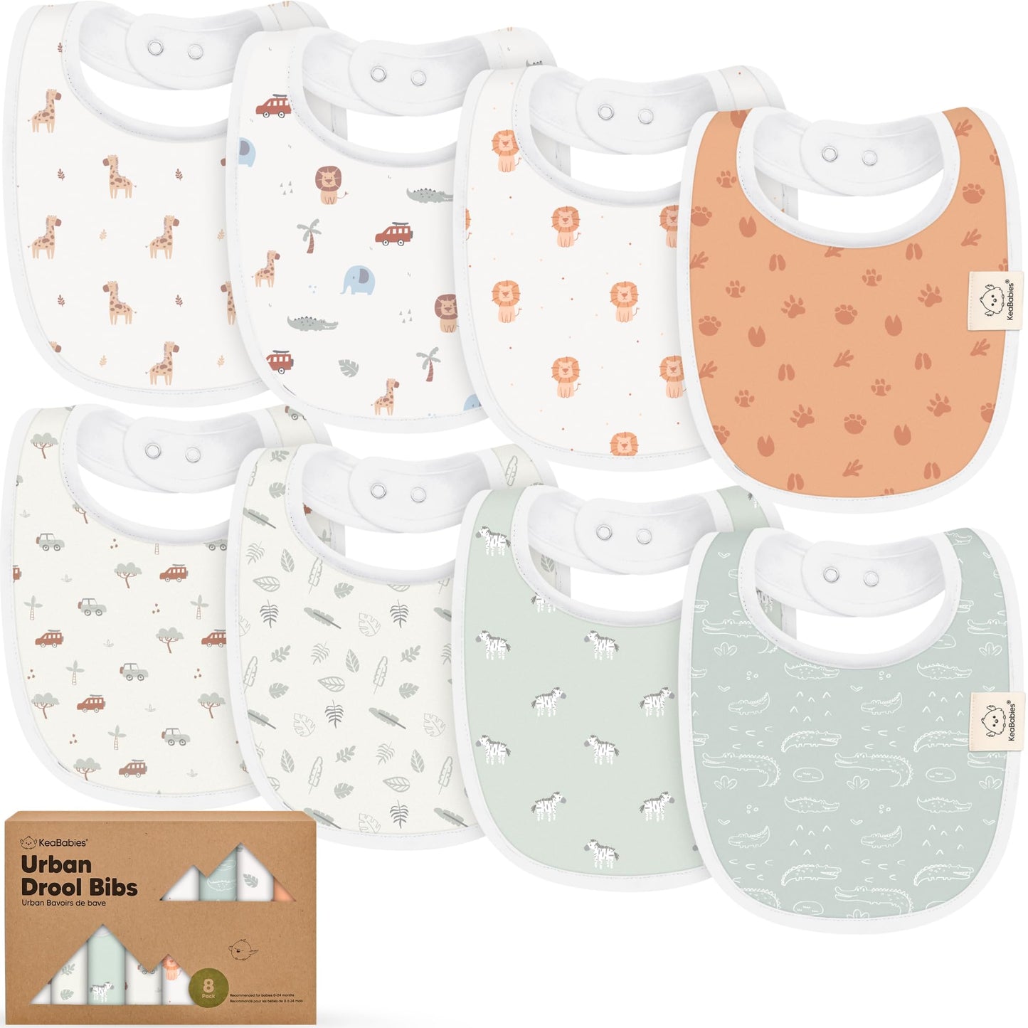 Baby Bibs for Boys &amp; Girls - 8-Pack Organic Cotton Teething Bibs - Baby Bibs for Girls &amp; Boys - Large Bibs for Infants, Toddlers (Wilderness) 