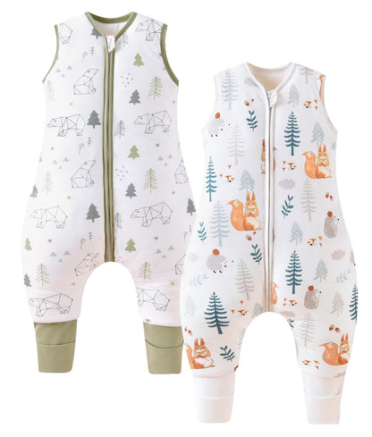 Chilsuessy Baby Sleeping Bag with Legs, 1.5 Tog, Sleeping Bag, 100% Cotton, All-Year Sleeping Bag with Feet, Baby Sleeping Bag, Children, 1.5 Tog/Zebra, 80 cm / Baby Height 85–95 cm