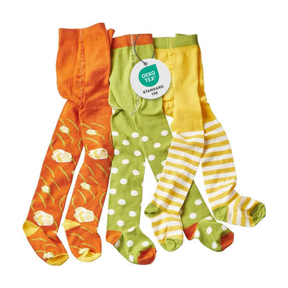 wellyou Children's Tights Girls & Boys - Set of 3 Baby Tights with Pattern - Colourful Cotton Tights Made of Oeko-Tex Certified Materials (Size 62-146)