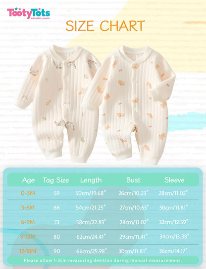 Neugeborener Unisex Strampler, Langarm-Overall, 100 % Baumwolle, weich und bequem, für Babys, Oberbekleidung und Nachtwäsche, geeignet für alle Jahreszeiten