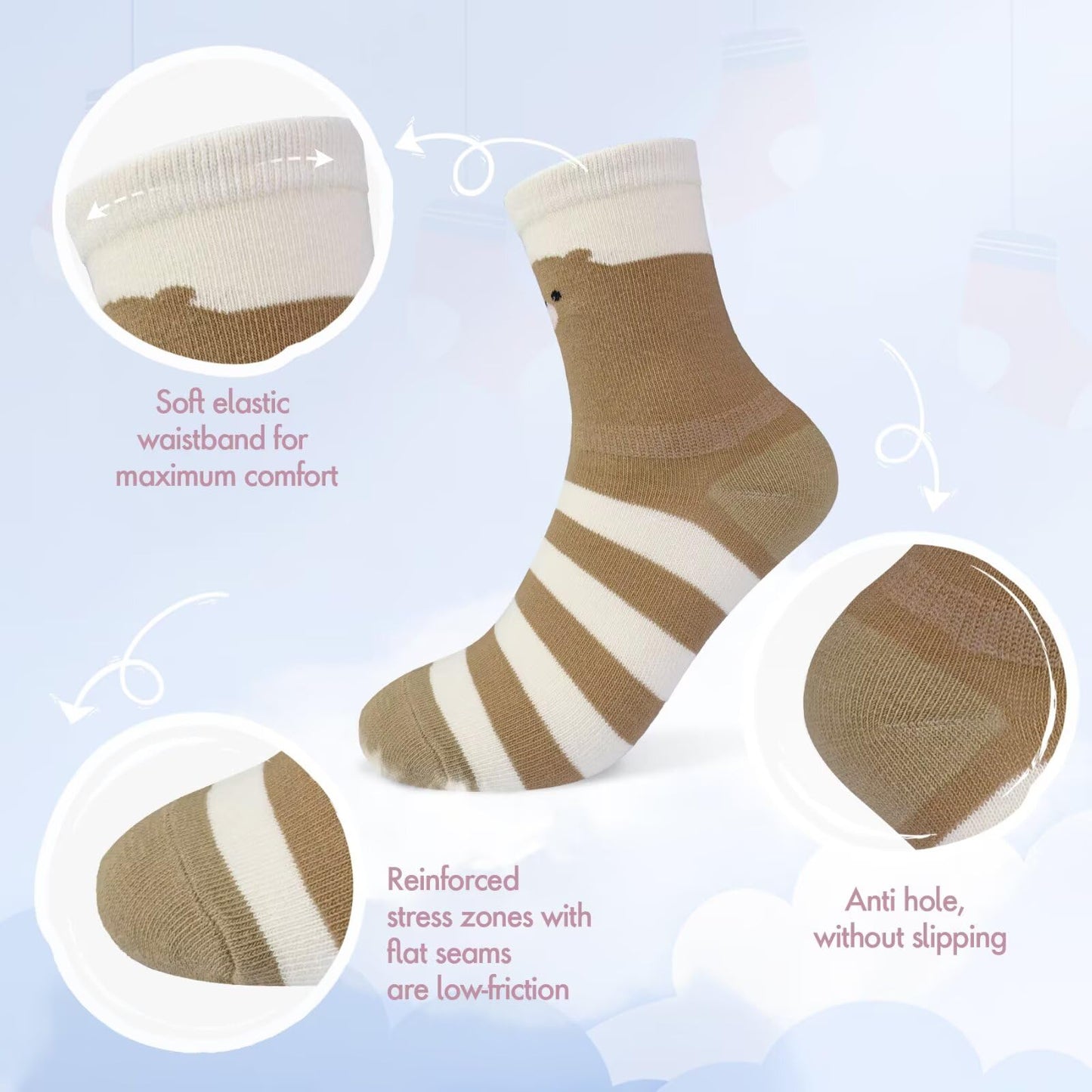 TUUHAW 10 Paar Kinder Socken für Mädchen und Jungen Socken Mit Motiv Schulkind Baumwolle Socken Bunt Gr. 23-38