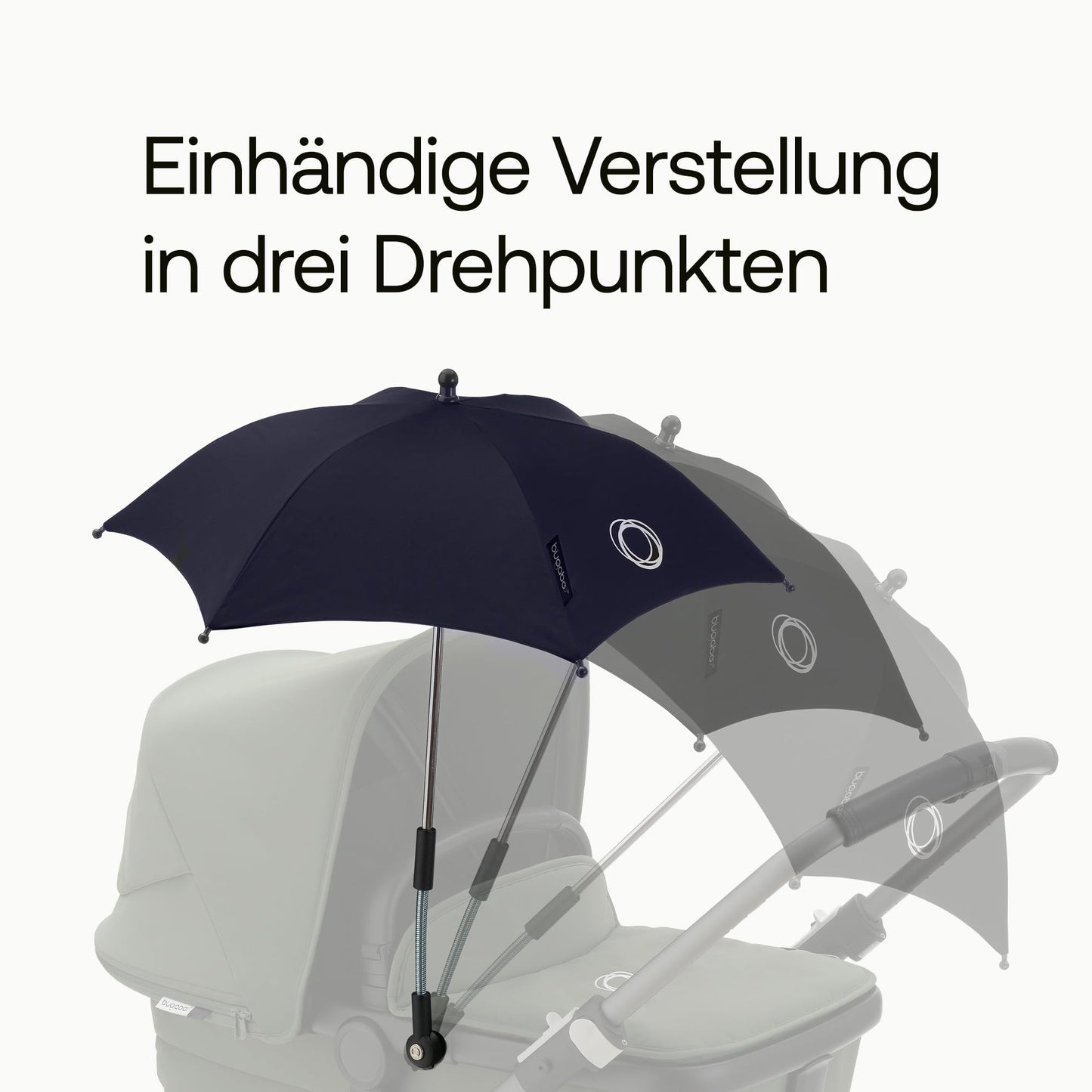 Bugaboo Sonnenschirm+, kompatibel mit allen Bugaboo Kinderwagen, mit UPF 50+ Schutz gegen UV-Strahlen, große Schattenfläche, Verbindung mit einem Klick & leicht verstellbarer Mechanismus, Desert Taupe