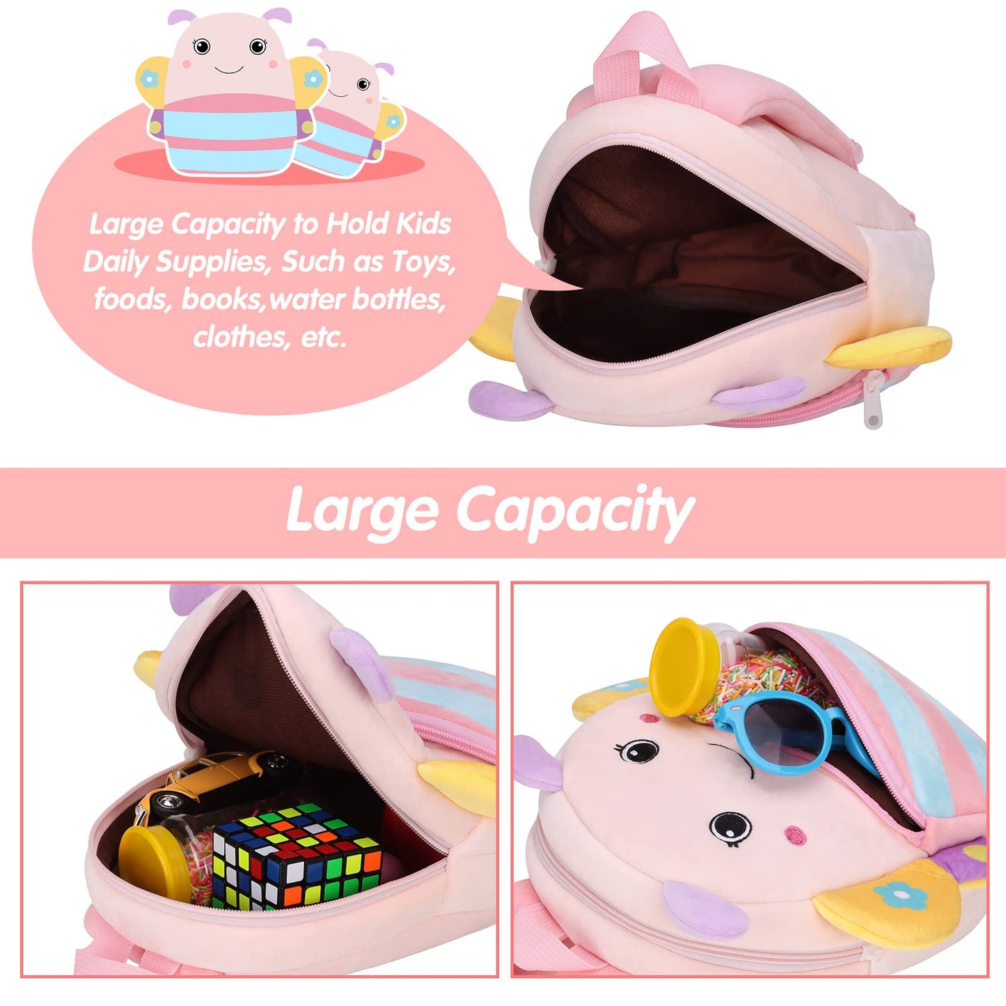 Kinderrucksack Kinder Mini Schulrucksack Tiere Kindergartentasche fur Jungen Madchen Kleinkind (Rosa Kuh)