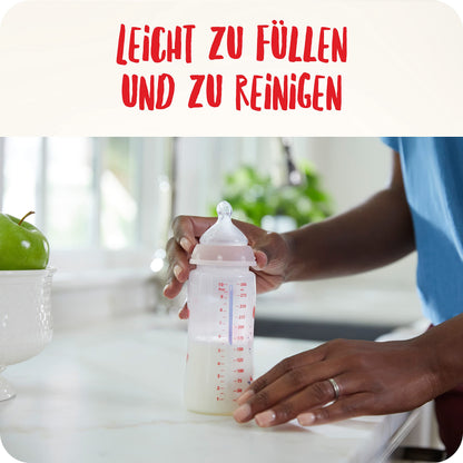 NUK Perfect Match Babyflaschenset | Ab 3 Monate | Passt sich dem Baby an | Temperature Control | Anti-Colic | 260 ml | BPA-frei | Silikontrinksauger, Medium | Regenbogen und Herz | 3 Stück - Meloni2