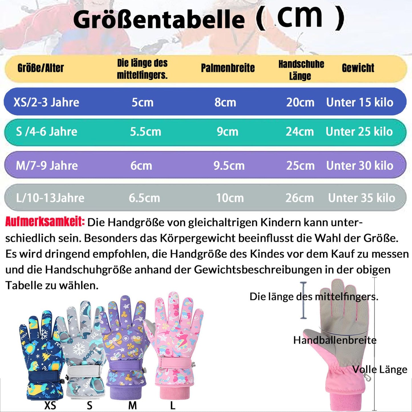 HNGEMSY Children's Winter Snow Gloves Ski Gloves for 2-13 Years Girls Boys PU Palm Waterproof Windproof Warm Fleece Winter Gloves