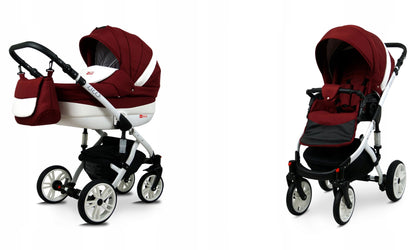 BabyLux® Bambimo Kinderwagen Set 3 in 1 - Lilly - incl. Babywanne, Buggy Sportsitz, Auto-Babyschale - Autositz - Kinderwagenset - Kombikinderwagen mit Wickeltasche, Regenschutz usw.