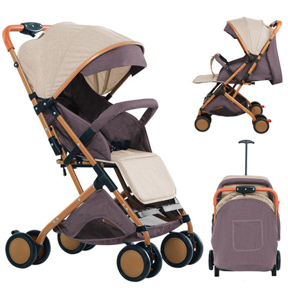 Buggy für Babys, ultraleicht, kompakt, faltbar und neigbar, von Geburt bis 25 kg, mit Trolley-System, Regenschutz inklusive, ausziehbarer Haube, C-schwarz