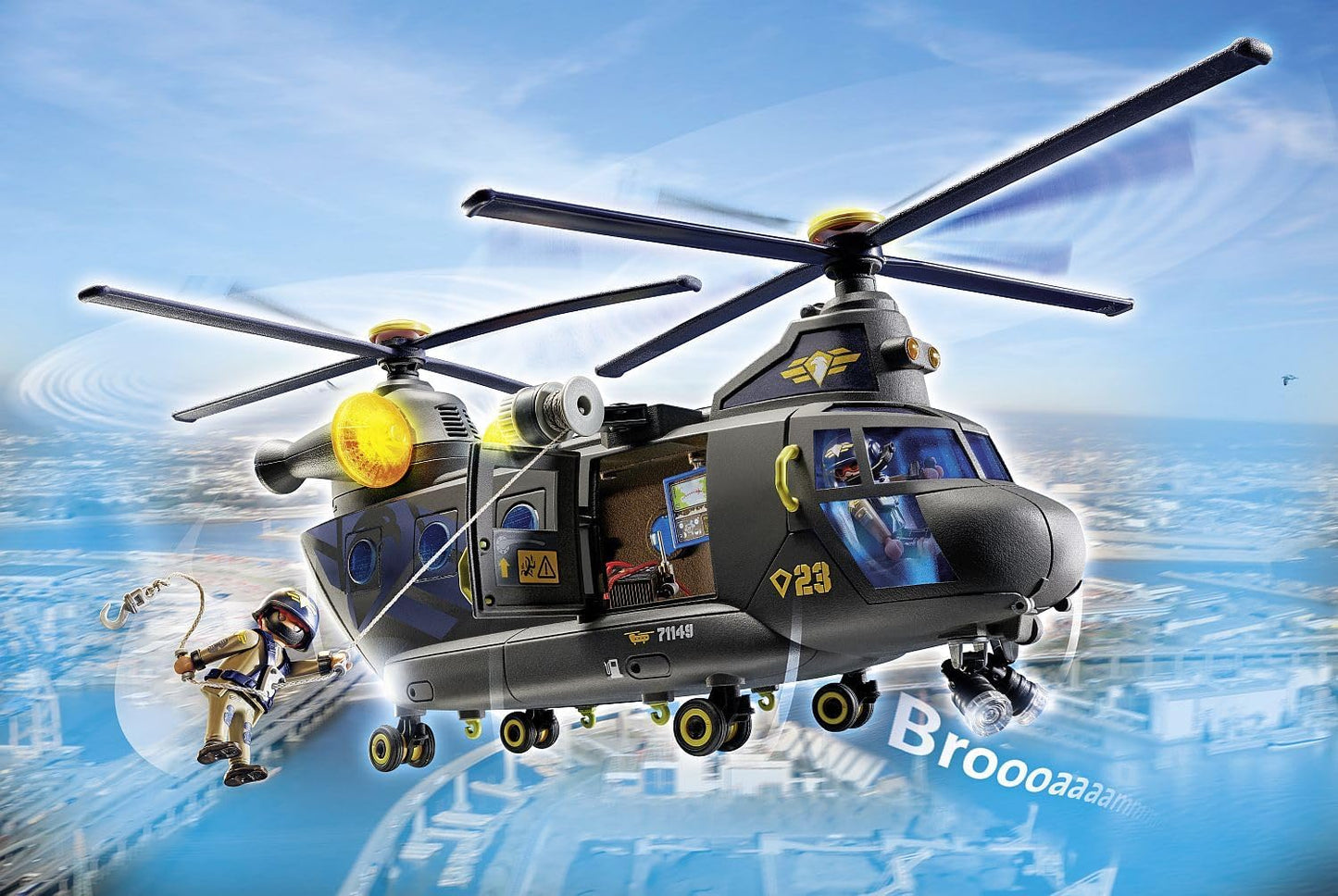 PLAYMOBIL City Action 71149 SWAT-Rettungshelikopter, detailreicher SWAT-Rettungshelikopter mit Licht- und Soundmodul, Spielzeug für Kinder ab 5 Jahren