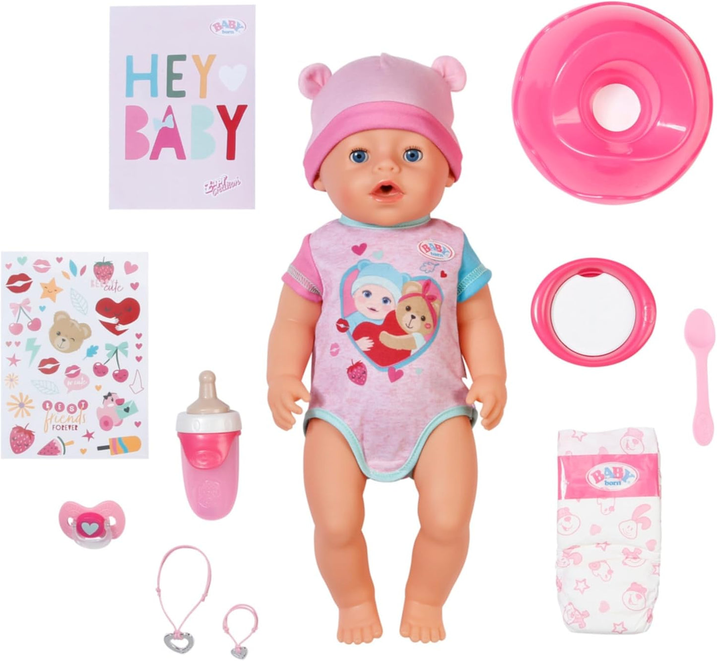 BABY born Emma - 43 cm Baby Doll - 10 Functions Including Accessories & Romper - Works Completely Without Batteries - Suitable for Children from 3 Years