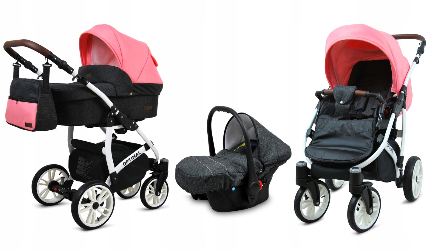BabyLux® Kinderwagen Set 4 in 1 - Optimal - incl. Babywanne, Buggy Sportsitz, Auto-Babyschale, ISOFIX-Basisstation - Autositz - Kinderwagenset - Kombikinderwagen mit Wickeltasche usw.