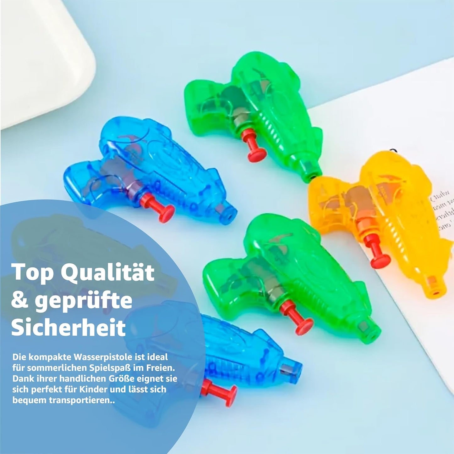 3er Wasserpistolen Set - ca. 15 cm mit großer Reichweite Wasserspritzpistole Spritzpistole klein mini für Kinder