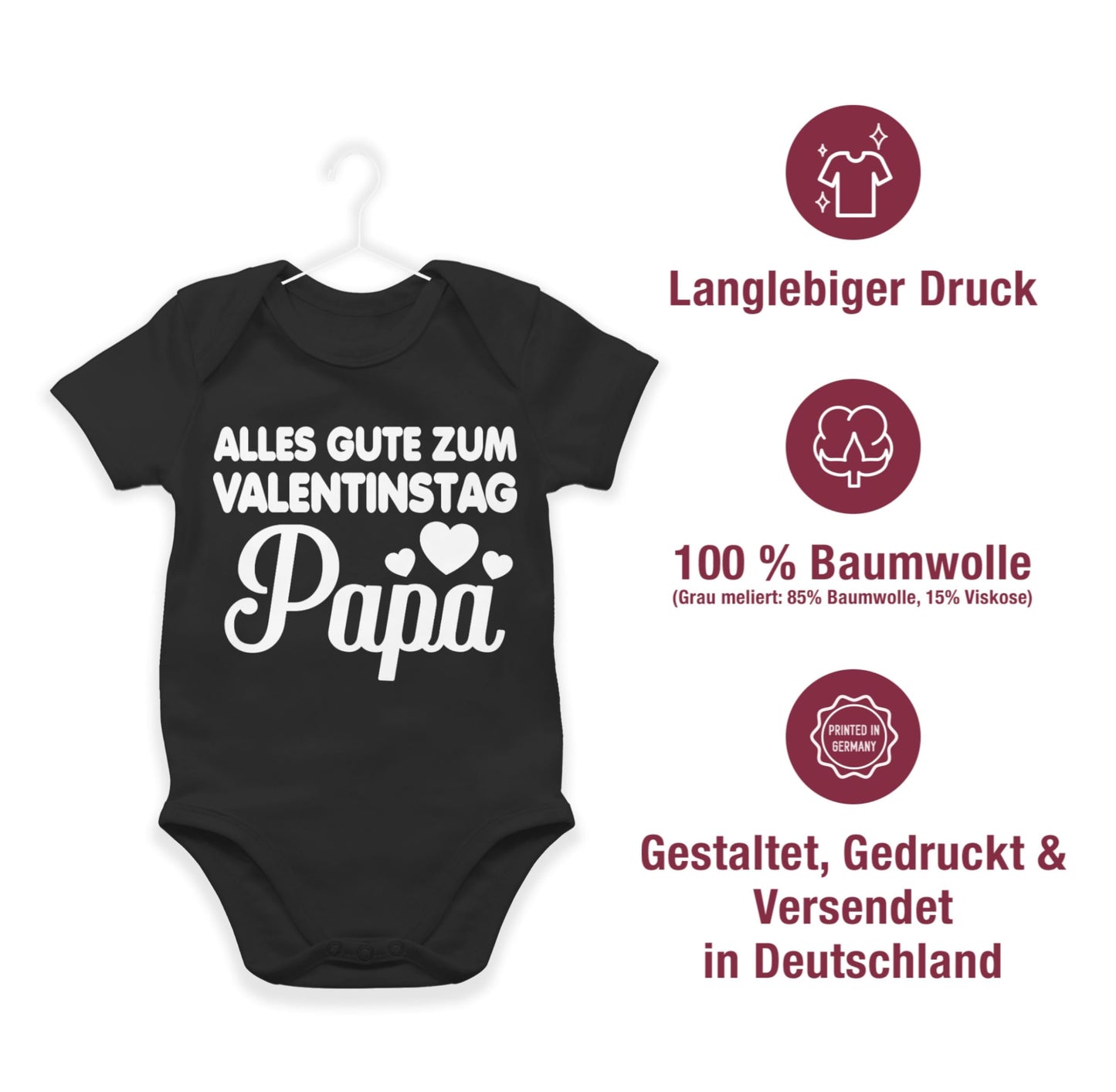Baby Body Junge Mädchen - Partner - Alles gute zum Valentinstag Papa - weiß
