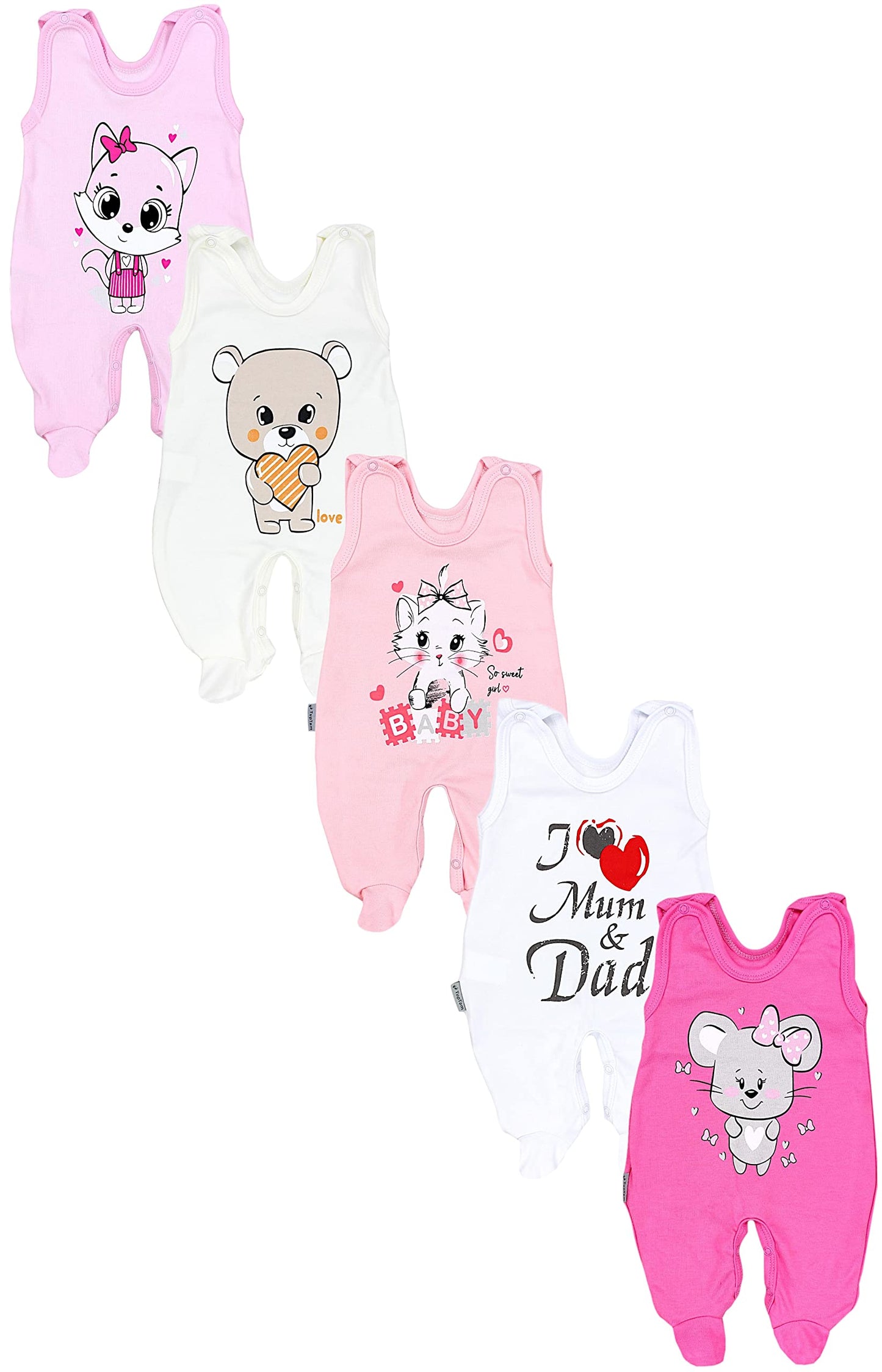 TupTam Baby Unisex Strampler mit Aufdruck Spruch 5er Pack