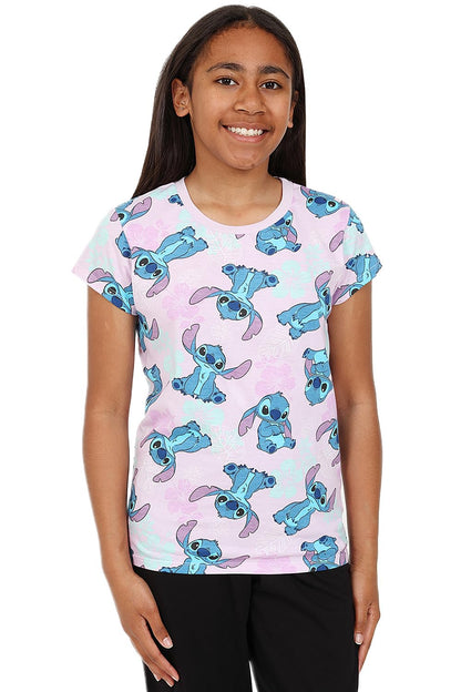 Disney Mädchen 3er-Pack Lilo und Stitch T-Shirts Kinder Angel Sommertop Kurzarm-T-Shirts