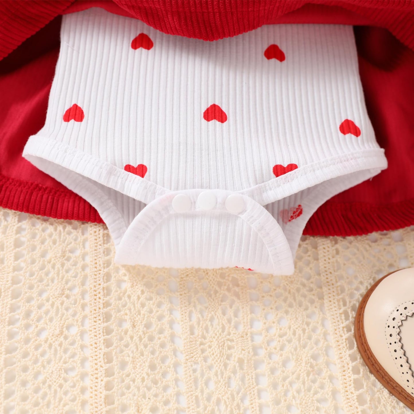 Baby Kleidung Mädchen Neugeborene Kleidung Rüschen Baby Strampler Hosenträger Rock Kleidung Sets für Baby Mädchen Valentinstag Baby Geschenk Babys Valentinstag Outfit Mädchen 0-18 Monate