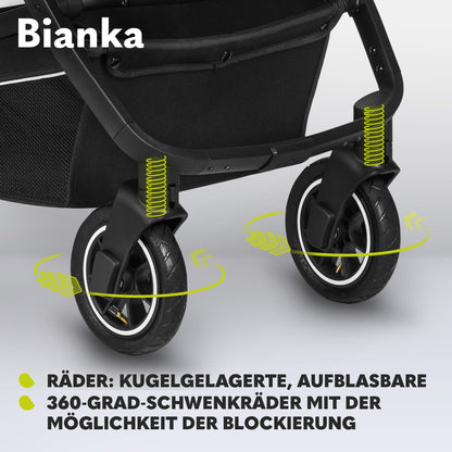LIONELO BIANKA Children's Pushchair 3-in-1 (22 kg) Baby Carrycot (9 kg) Baby Seat (13 kg), Foldable, Travel System, Backrest Adjustment, Wheels 360o Shock Absorber, Hood XXL