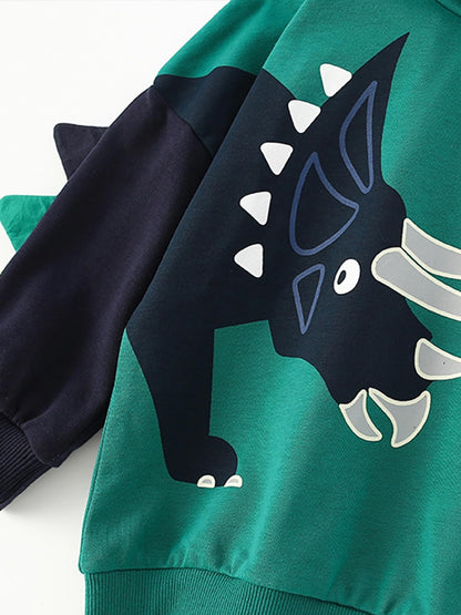 CM-Kid Hoodie Jungen Kapuzenpullover Langarm Bunt Kinder Sweatshirts Traktor Truck Dinosaurier Tops 1-7 Jahre Gr.92-134