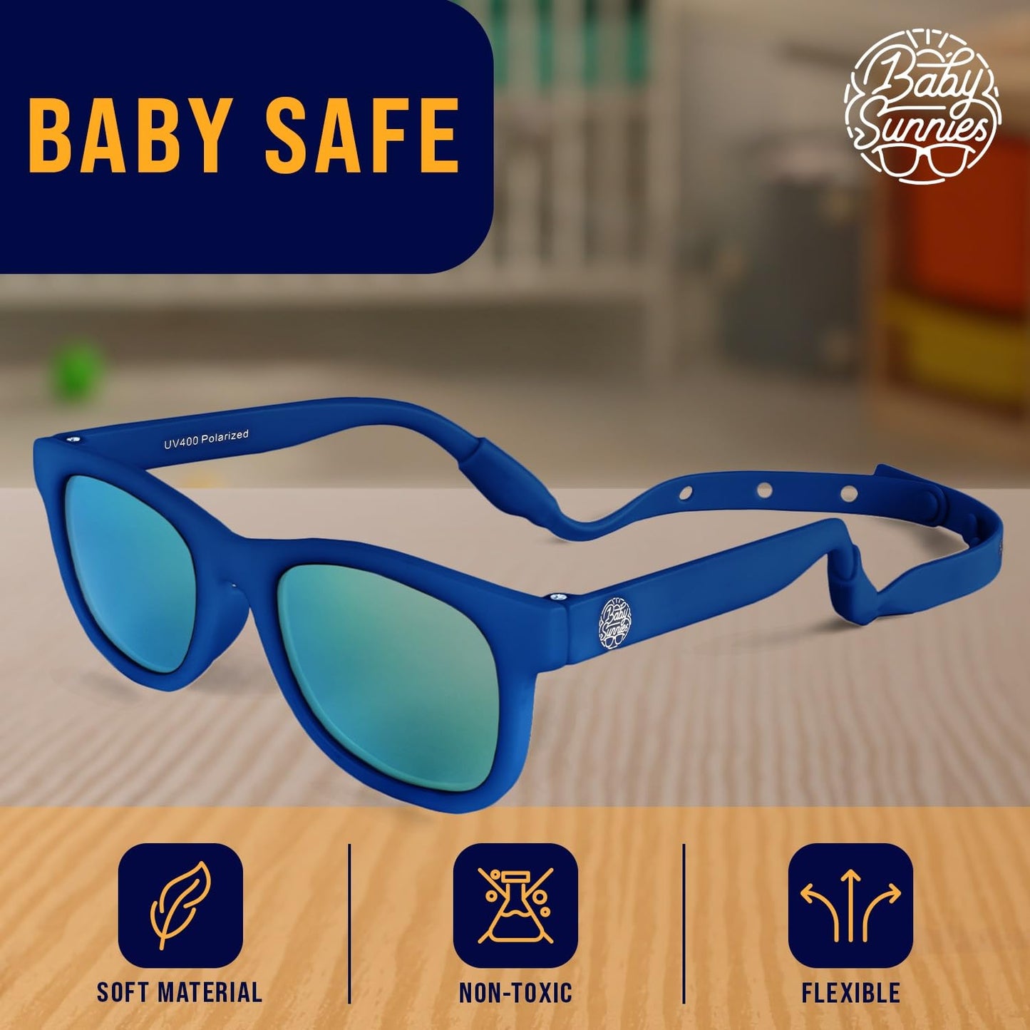 Polarized Baby Sunglasses with Strap - Unbreakable Flexible Toddler Sunglasses for Toddlers Newborn 0-24 Months