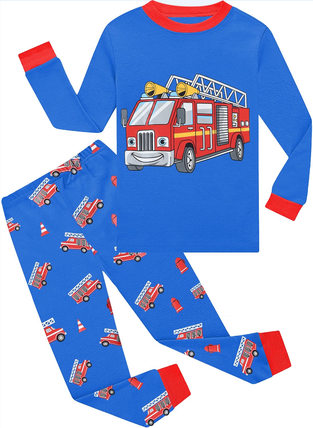 Kinder Jungen Pyjamas Langarm Baumwolle Winter Pyjama Set Feuerwehrauto Dinosaurier Bagger Traktor Zug Zweiteilige Nachtwäsche 1-7 Jahre 92 98 104 110 116 122