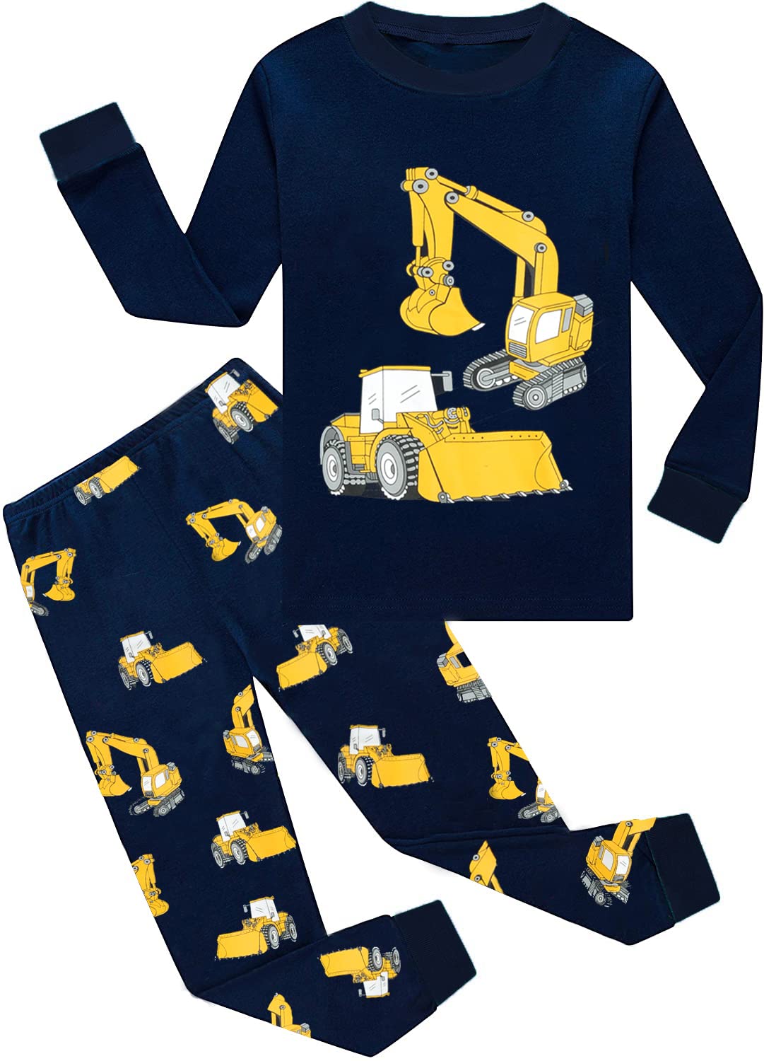 Kinder Jungen Pyjamas Langarm Baumwolle Winter Pyjama Set Feuerwehrauto Dinosaurier Bagger Traktor Zug Zweiteilige Nachtwäsche 1-7 Jahre 92 98 104 110 116 122
