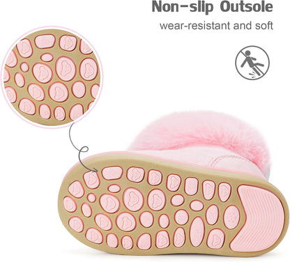 KVbabby Winter Boots Girls Warm Children's Winter Shoes Plush Lined Baby Ankle Boots Snow Boots Non-Slip Boots Toddler Shoes Slip On Boots