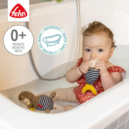 Fehn Badetier Schildkröte Badeschwamm – Kuscheltier Baby Badespielzeug für die Badewanne - Stoff Wasserspielzeug für den Badespaß – Badewannenspielzeug für Babys und Kleinkinder ab 0+ Monaten