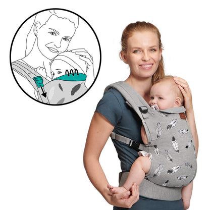 Kinderkraft Babytrage MILO, Rückentrage, Bauchtrage für Säuglinge und Kleinkinder, Baby Carrier, Kindertrage, Ergonomisch, aus Baumwolle, Leichte Konstruktion, ab 3 Monate bis 20 kg, Grau