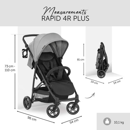 Hauck Rapid 4R Plus Buggy, XL Sonnendach UPF 50+, maximale Belastung 25 kg, Hauck Rapid 4R Plus Buggy, XL Sonnendach UPF 50+, maximale Belastung 25 kg, schnell klappbar, kompakt, höhenverstellbar, Getränkehalter, Liegeposition, großer Einkaufskorb