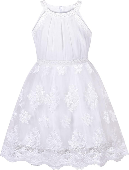 Sunny Fashion Mädchen Kleid Türkis Schmetterling Gestickt Halfter Kleid Party Gr. 104-146