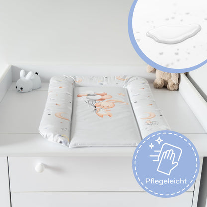 Wickelauflage Wickelunterlage abwaschbar und wasserdicht 75x72 cm - Wickelmatte zum Auflegen auf Wickeltisch Wickelaufsatz Wickelkommode oder Waschmaschine changing mat 75 x 72 Safari Motiv