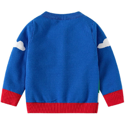 Fandecie Children's Christmas Jumper Cotton Crew Neck Christmas Elk Santa Sweater Girls Boys Sweatshirt Jumper 2-7 Years
