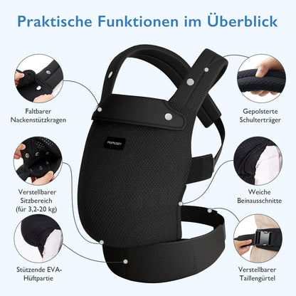 Momcozy Babytrage aus 100% Baumwolle – Baby Carrier für Kleinkind (3-24 Monate, 3,2-20 kg) · Ergonomische M-Position · X-Rücken · Taillengurt 64-127cm, Khaki