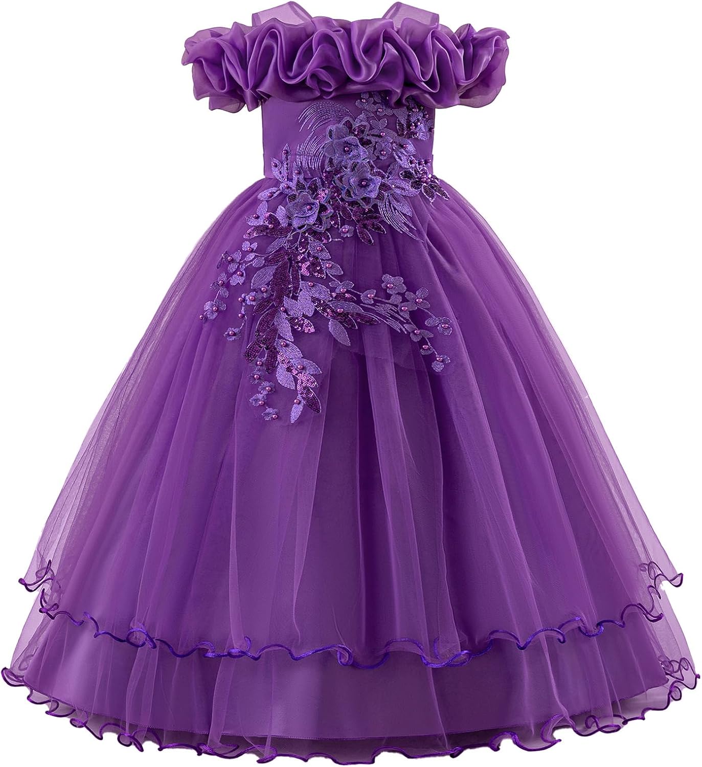 Kinder Mädchen Blumenmädchen Kleider Bestickt Hochzeit Brautjungfer Kleider Trägerlose Prinzessin Kleider Klavier Kostüme