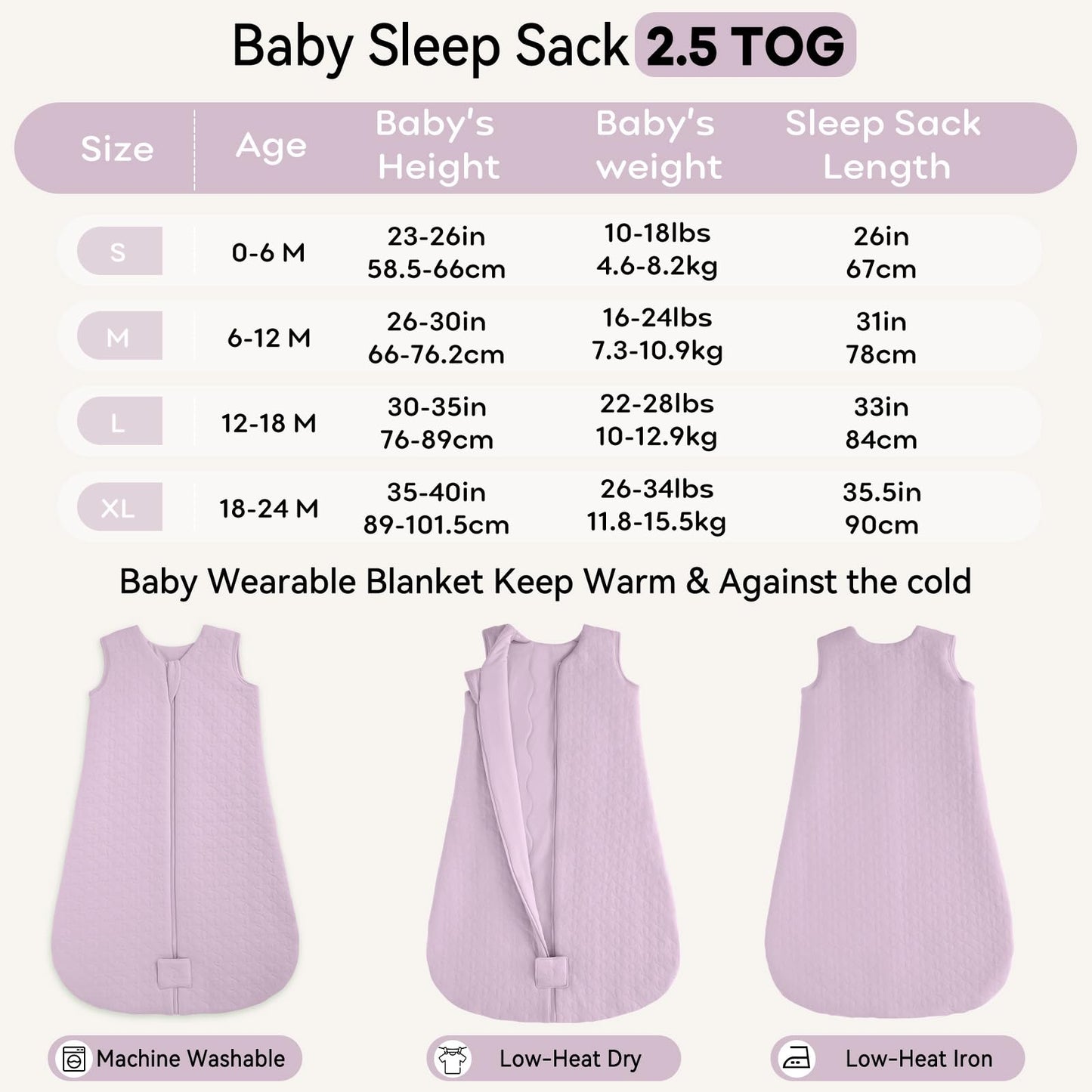 Unnivoll Baby Winter Sleeping Bag, 2.5 Tog, Baby Sleeping Bag, 0-6 Months, Cotton Baby Sleeping Bag, Newborn Winter Sleeping Bag, Baby, Warm and Soft, 67 cm, for Boys and Girls, Green